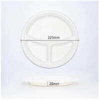 BioBox Sugarcane 9&quot; 3-Comp Round Plate (500pcs) (Can be sold in packs)