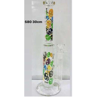 S80 Glass Waterpipe - Patterned Skull 30cm