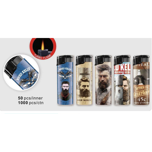 Flameclub Clear Windproof Lighter - Ned Kelly
